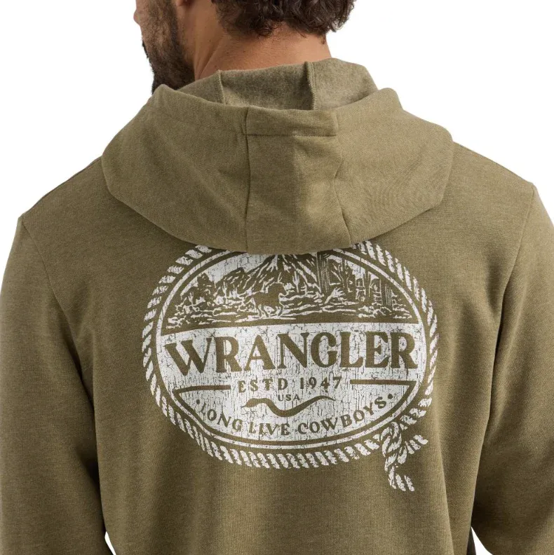 Wrangler® Men's Pullover Hoodie - Burnt Olive, Size: S