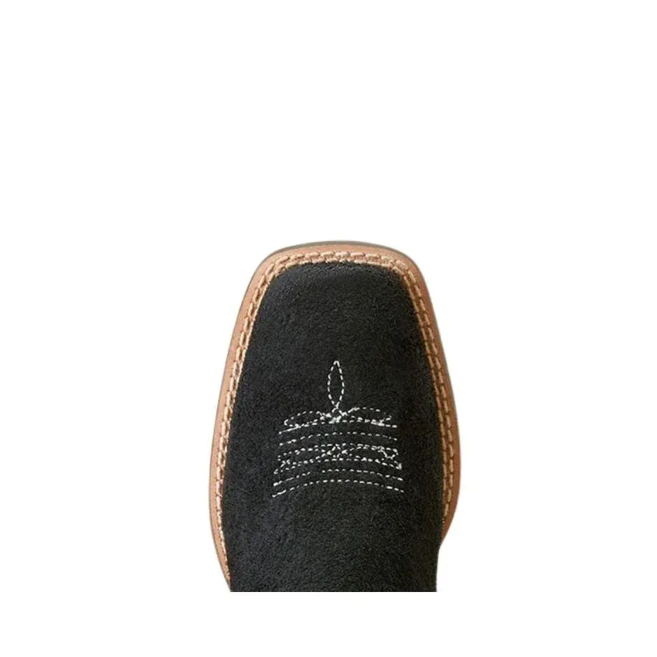 Ariat Youth Derby Monroe Cutter Toe Western Boot- Black Roughout
