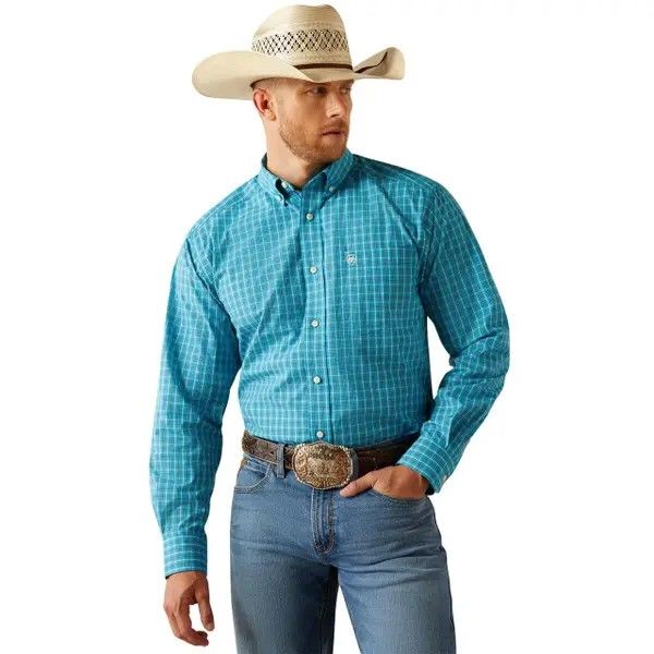 Ariat Men's Long Sleeve Pro Series Journey Classic Fit Shirt- Turquoise - APP-ARI-10054739