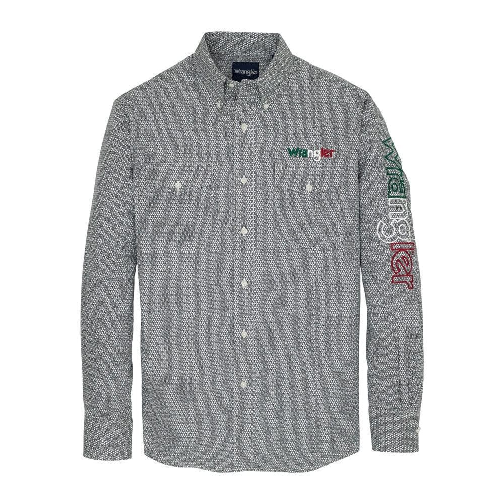 Wrangler Men's Long Sleeve Logo Classic Fit Shirt- Grey