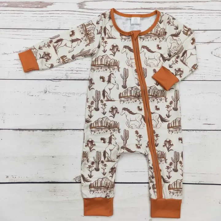 Baby Western Rodeo Zip Sleeper-Brown