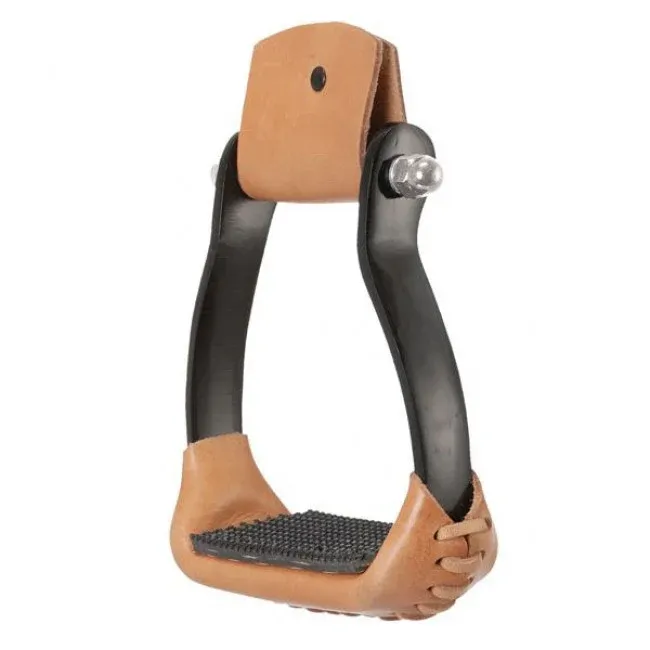 Irvine Aluminum Power Covered Stirrups, Color: Black