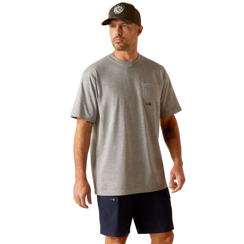 Ariat Men's Rebar Cotton Strong Burning Rubber Shirt - Heather Grey