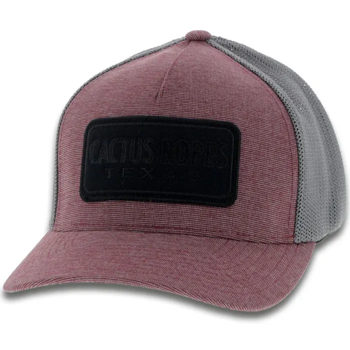 Hooey Cactus Ropes Trucker Cap - Maroon &amp; Grey w/Patch, Size: LARGE/XLARGE