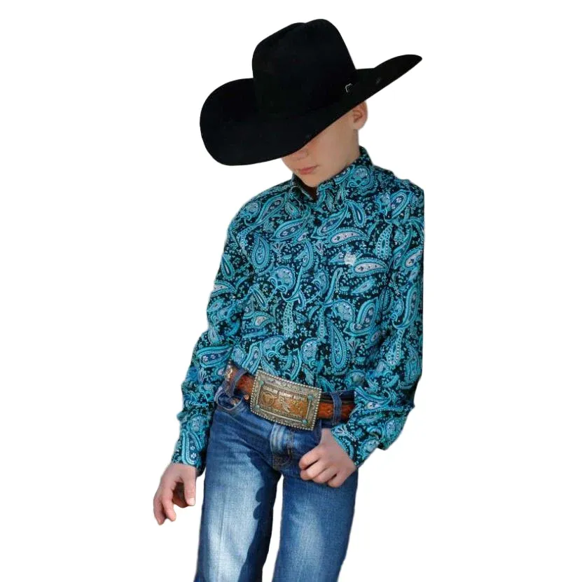 Cinch Boys Long Sleeve Paisley Shirt - Black