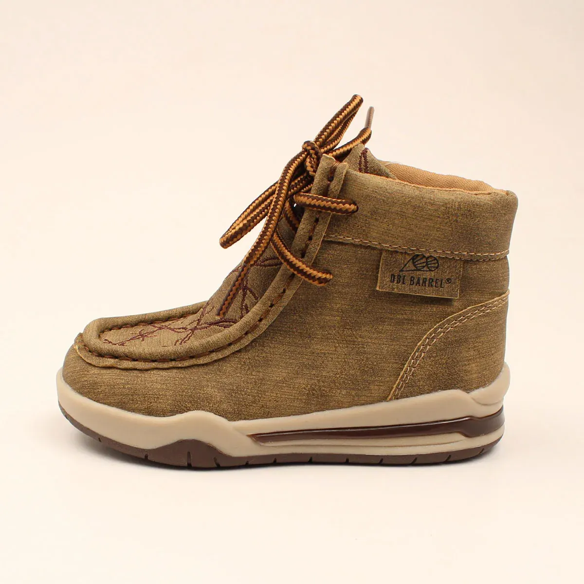 Double Barrel Boy's Jackson Toddler Casual Shoe - Tan with Light Barbwire Stitching on Top, Size: 1