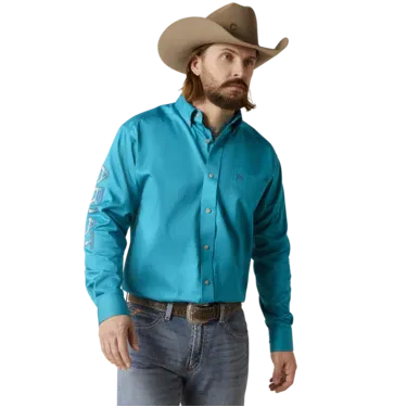 Ariat Men's Team Logo Twill Classic Fit Shirt - Enamel Blue