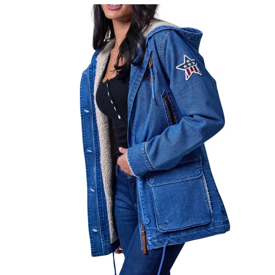 Kimes Women's AWA Jacket - Multiple Colours, Color: Light Wash Indigo, Size: 2XL