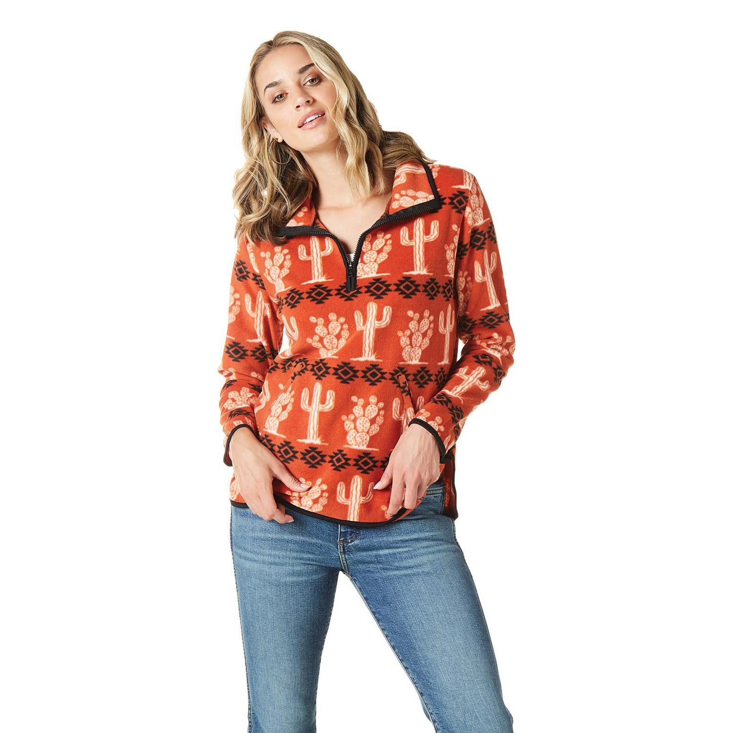 Wrangler Women's Western Vintage Fleece Pullover - Orange
