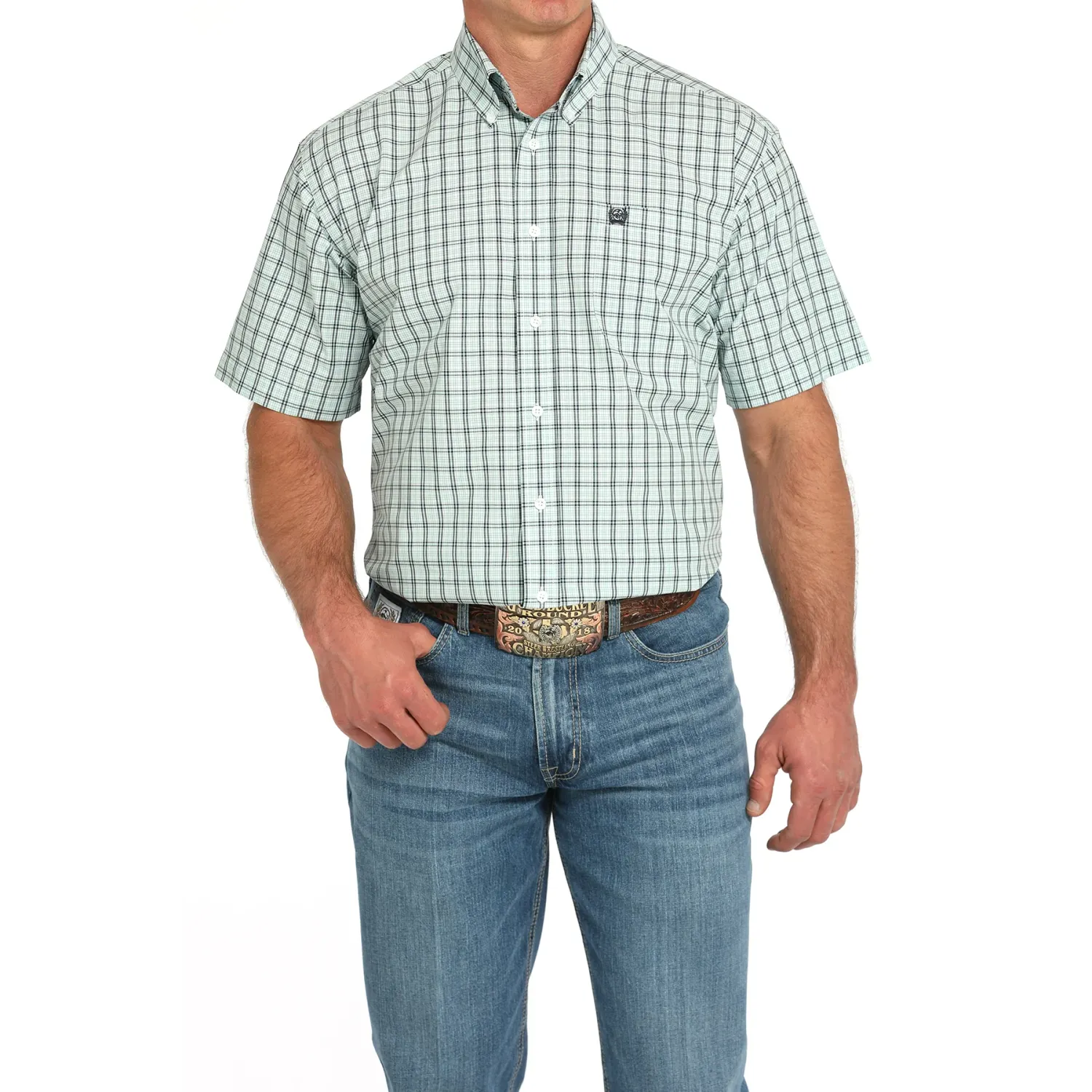 Cinch Men's Short Sleeve Print Shirt- Turquoise