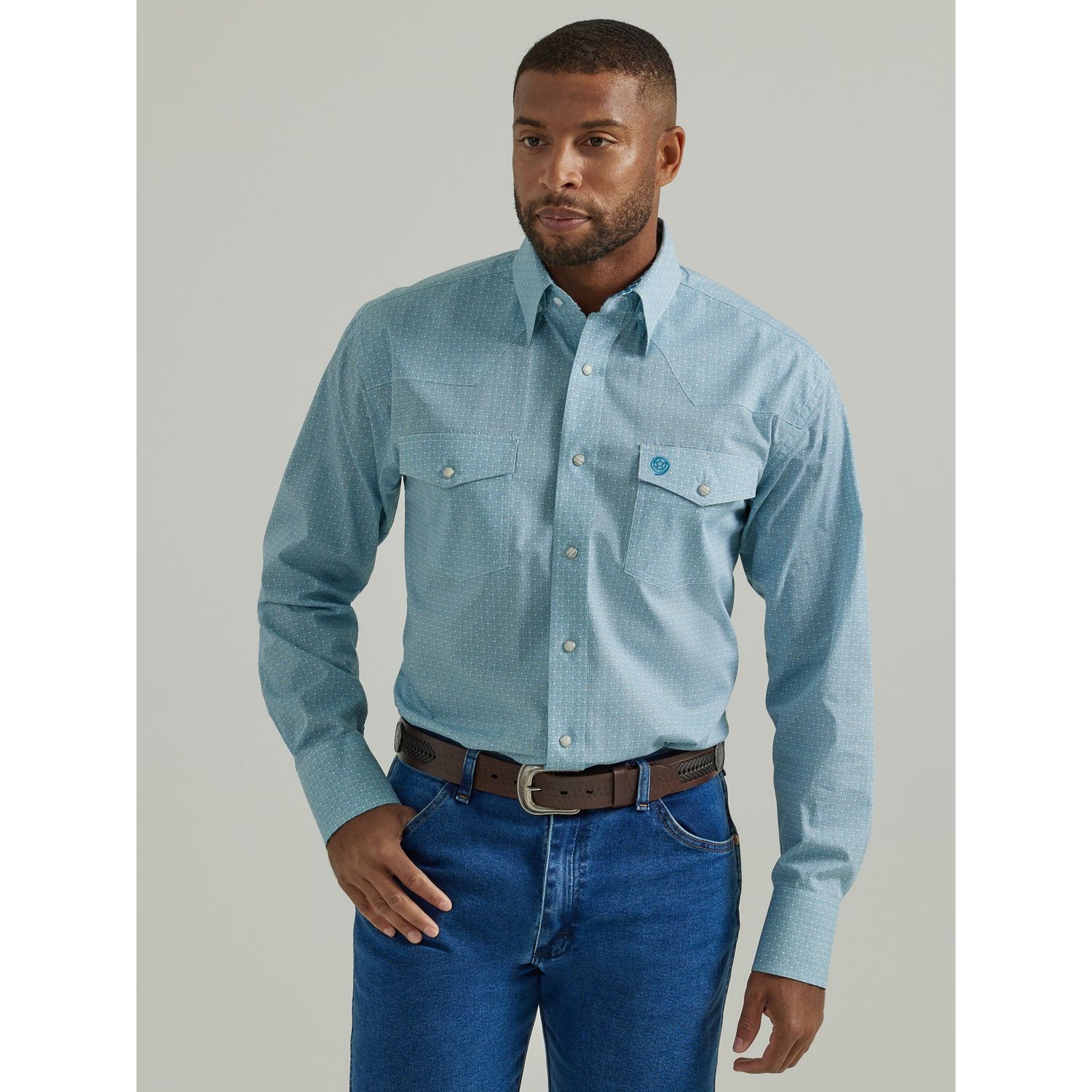 Wrangler Men's George Strait Long Sleeve Troubador Shirt - Blue