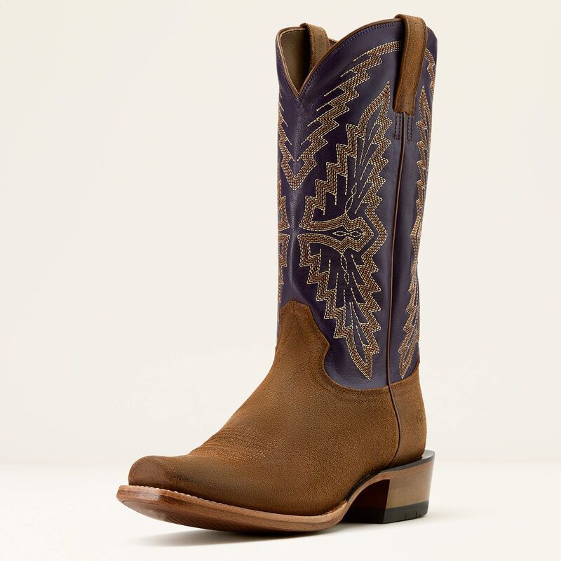Ariat Men's Futurity Showman Cowboy Boots - Foothill Brown Roughout/Violet