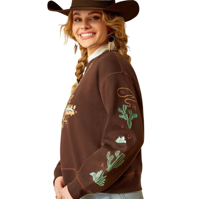 Ariat Women's Riata Long Sleeve Sweatshirt- Mole
