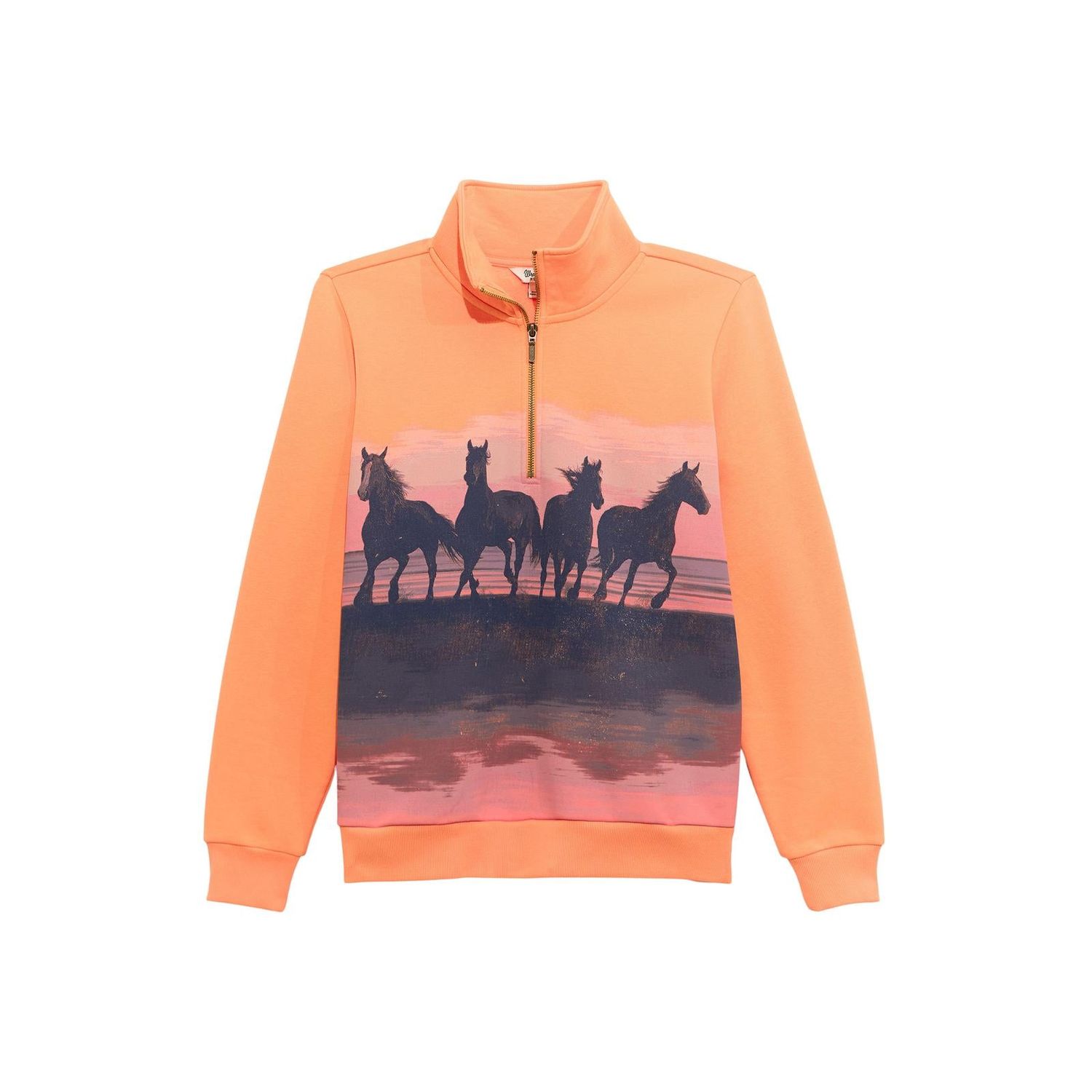 Wrangler Women's Long Sleeve Americana 1/4 Zip Sweatshirt - Orange