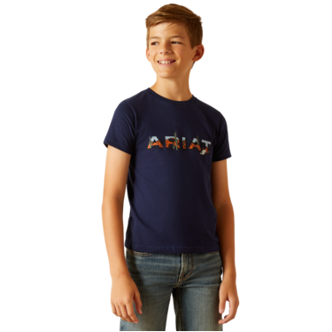 Ariat Boy's Logo SW Landscape T Shirt - Navy