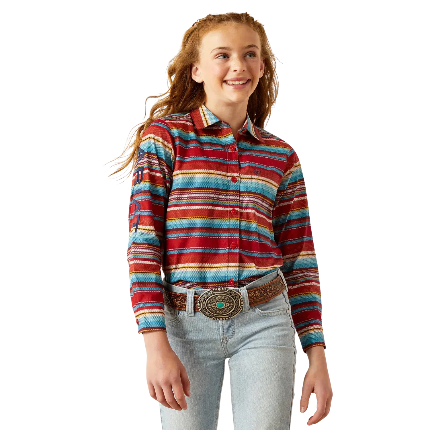 Ariat Girl's Team Kirby Long Sleeve Shirt - Iris Serape, Size: XS