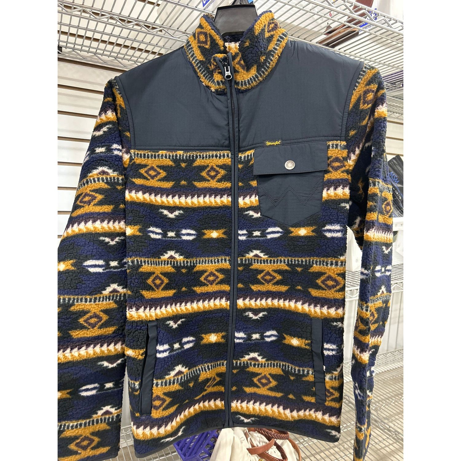 Wrangler Men's Long Sleeve Western Mixed Sherpa Zip Up
