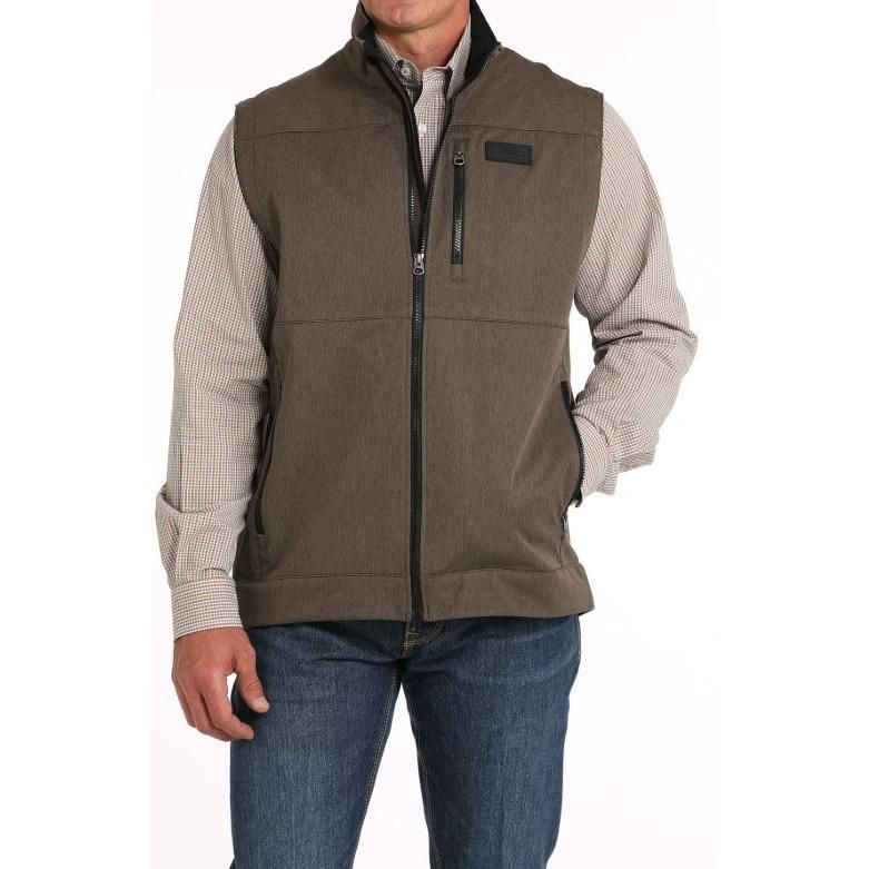 Cinch Men's Bonded Softshell Vest- Brown