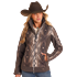 Powder River Women's Long Sleeve Aztec Printed Softshell Jacket- Black