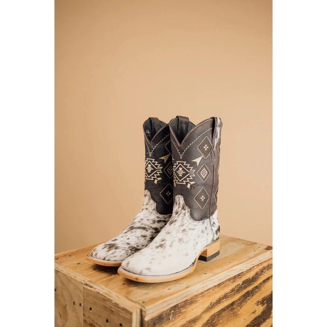 Rock'em Men's Cowhide Aztec Square Toe Boot - Brown
