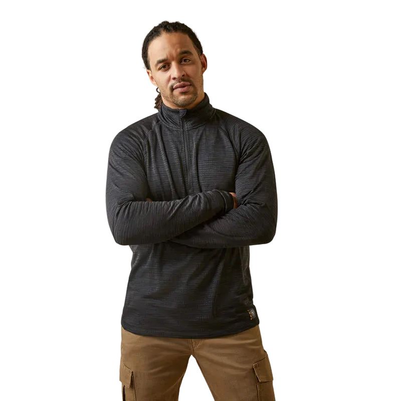 Ariat Men's Rebar Gridwork Baselayer 1/4 Zip T-Shirt - Black