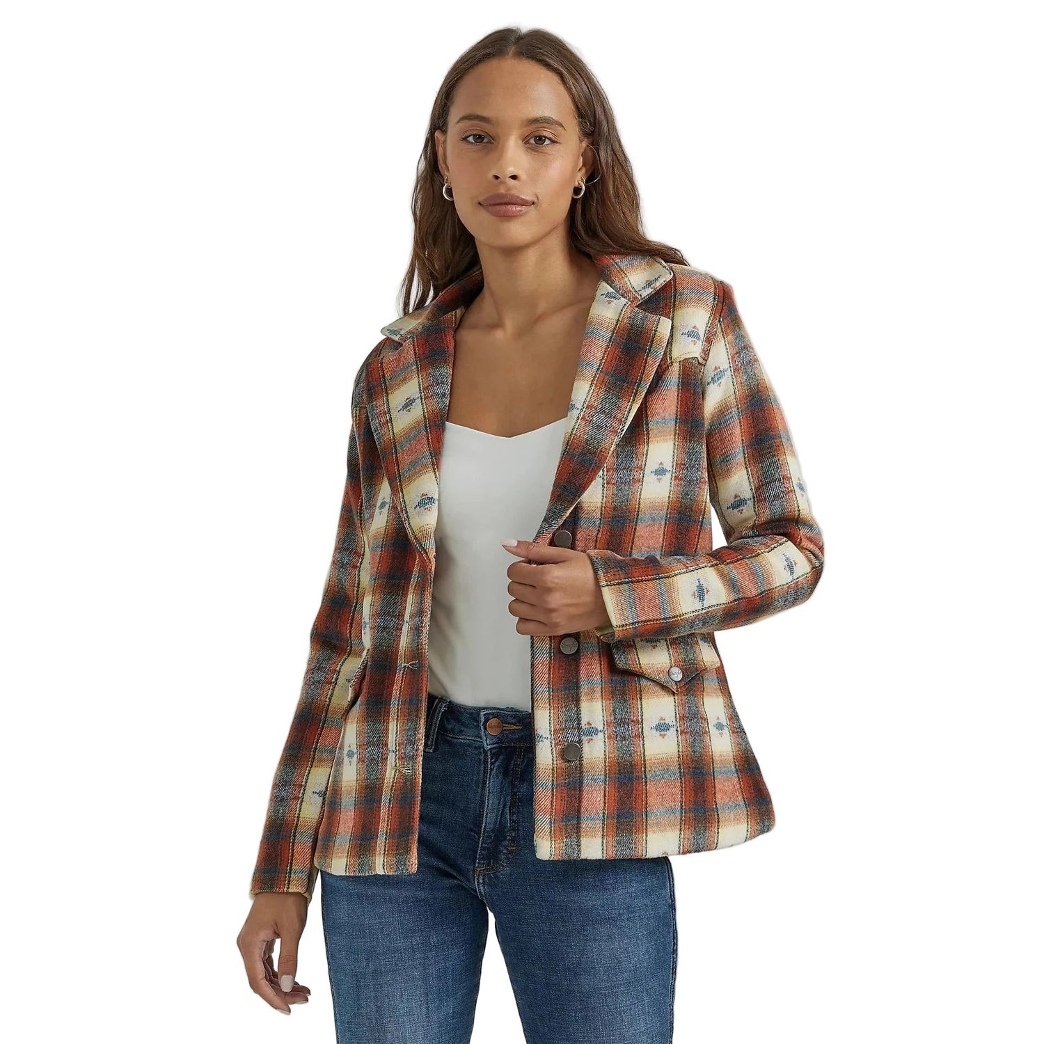 Wrangler Women's Western Blazer Coat Plaid - Multi