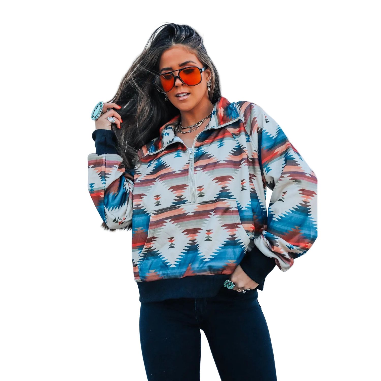 Front Porch Women's Long Sleeve Aztec Pullover