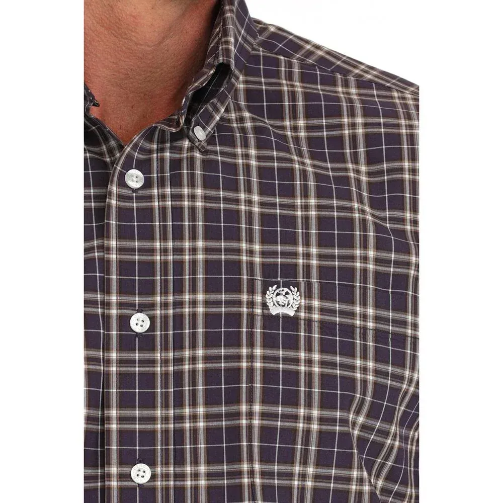 Cinch Men's Long Sleeve Plaid Western Shirt - Purple