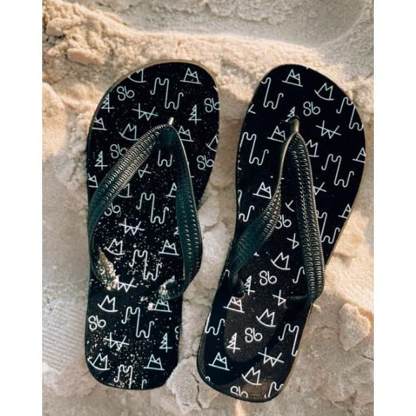 Front Porch Aztec Flip Flops, Color: Black Brand, Size: 6-7