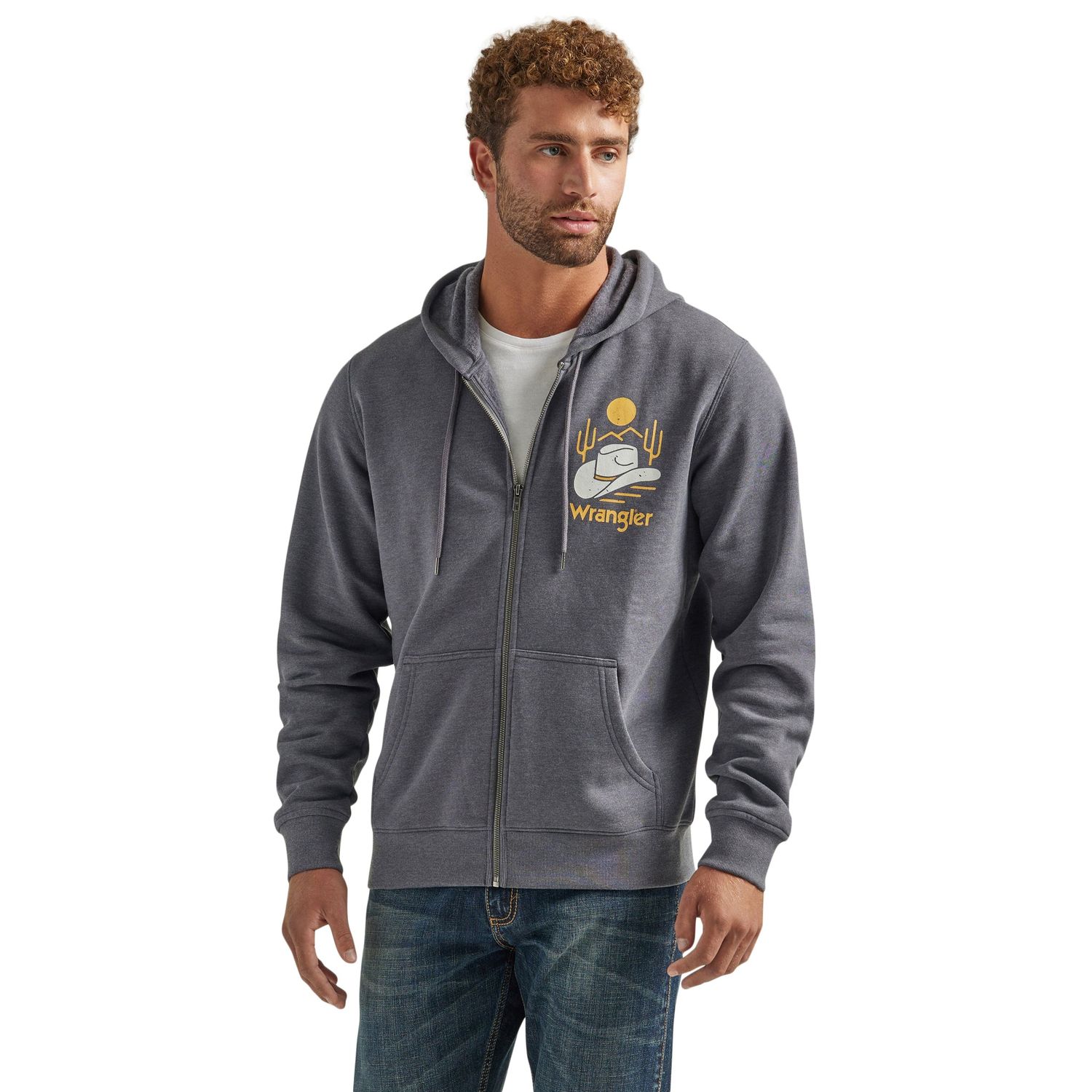 Wrangler Men's Regular Fit Zip Up Hoodie - Grey