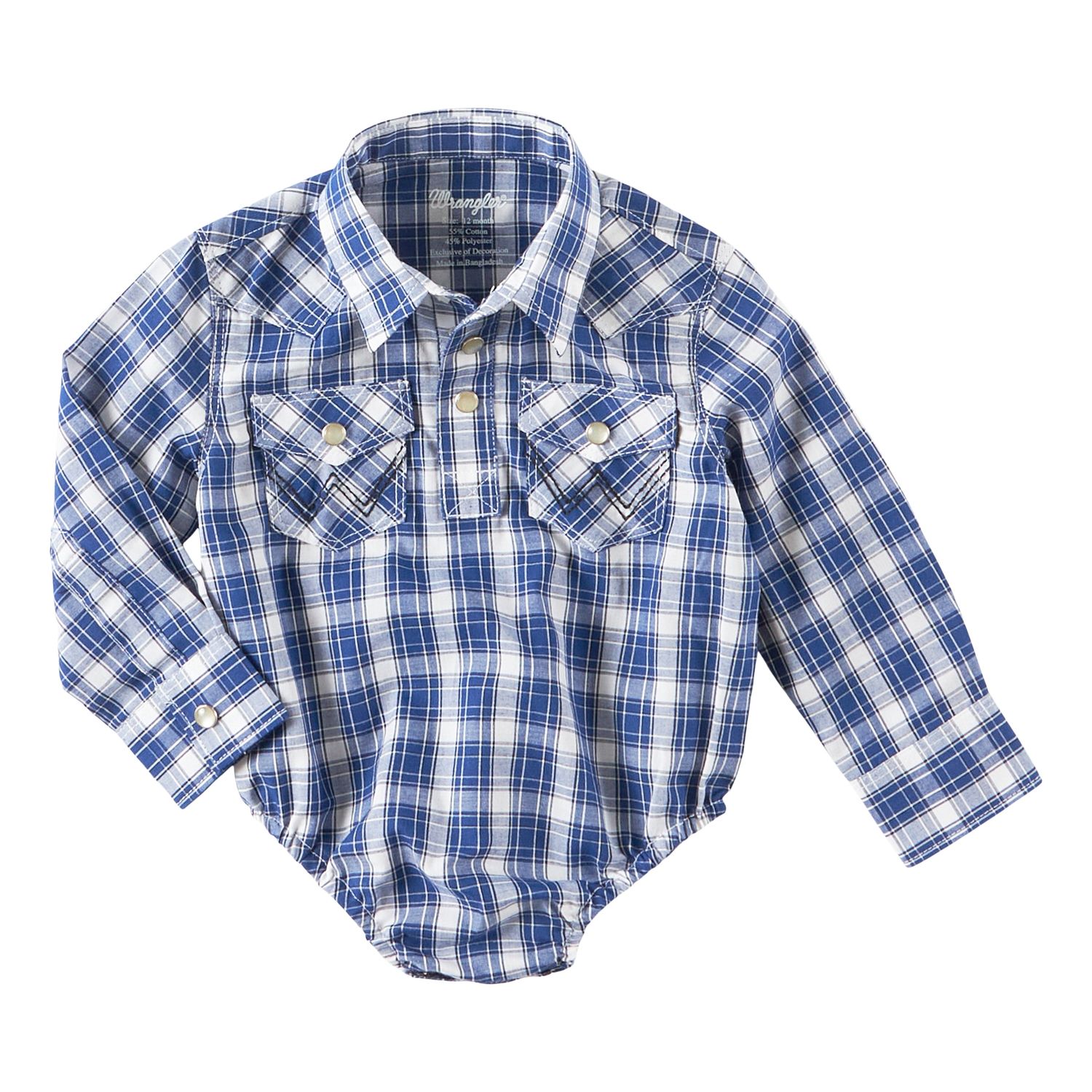Wrangler Baby Boy LS Snap Bodysuit - Blue