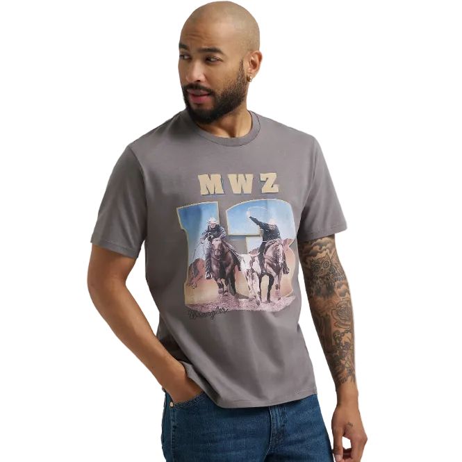 Wrangler Men's Short Sleeve Graphic 13MWZ Reissue Tee Shirt- Graphite