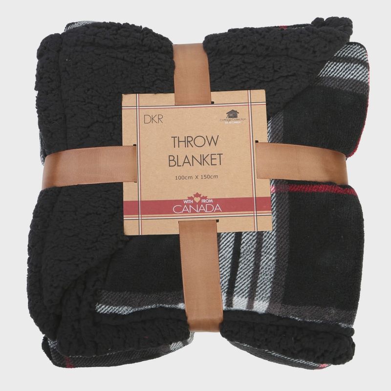 Buffalo Check Throw Blanket W/Sherpa Lining