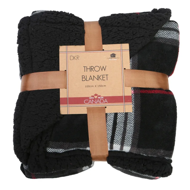 Buffalo Check Throw Blanket W/Sherpa Lining