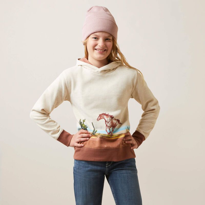 Ariat Girl's Wild Horse Sweatshirt - Oatmeal Heather