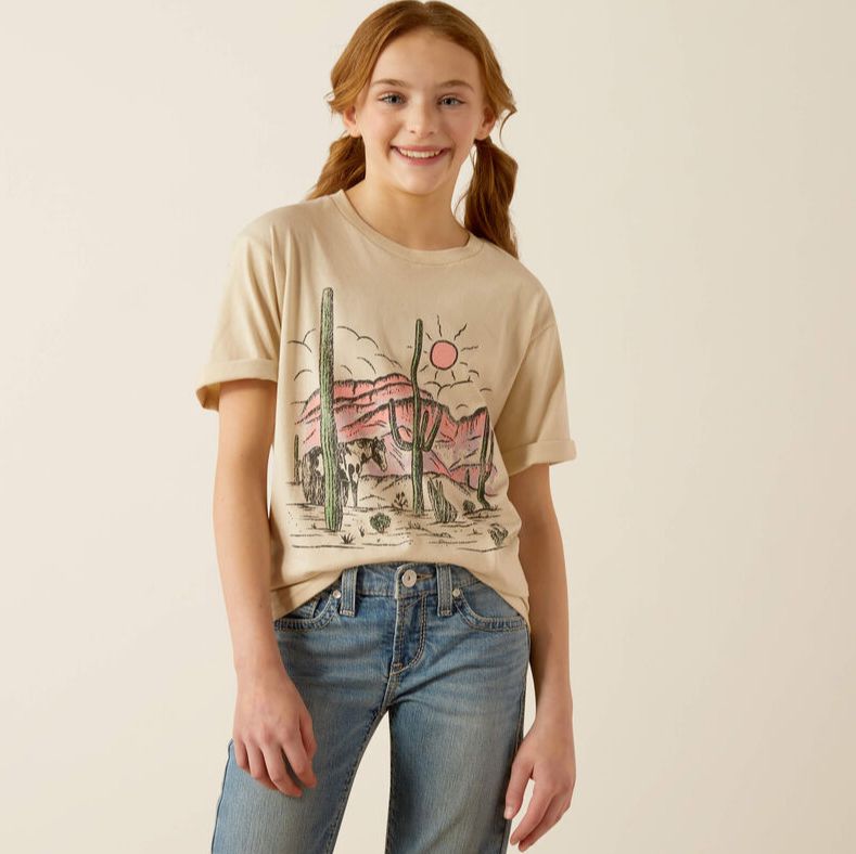 Ariat Girl's Short Sleeve Horse with No Name Tee Shirt- Natural