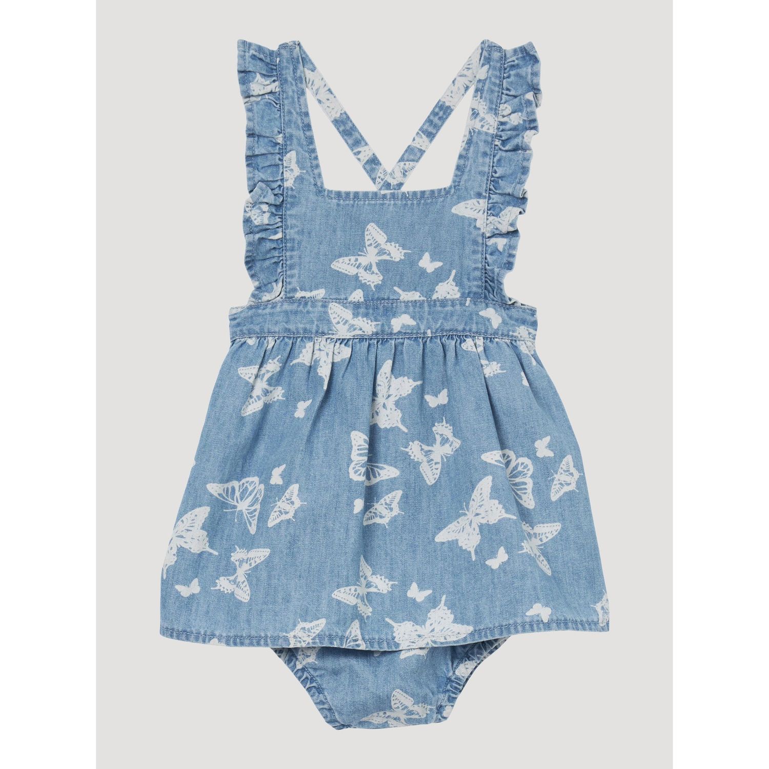 Wrangler Baby Girl Sleeveless Denim Skirtall - Butterfly Print