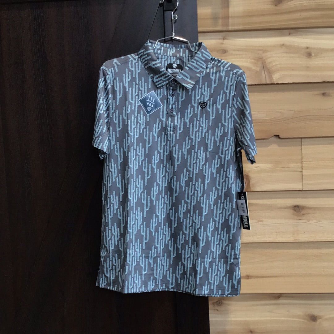 Rock &amp; Roll Printed Cactus Polo - Gray
