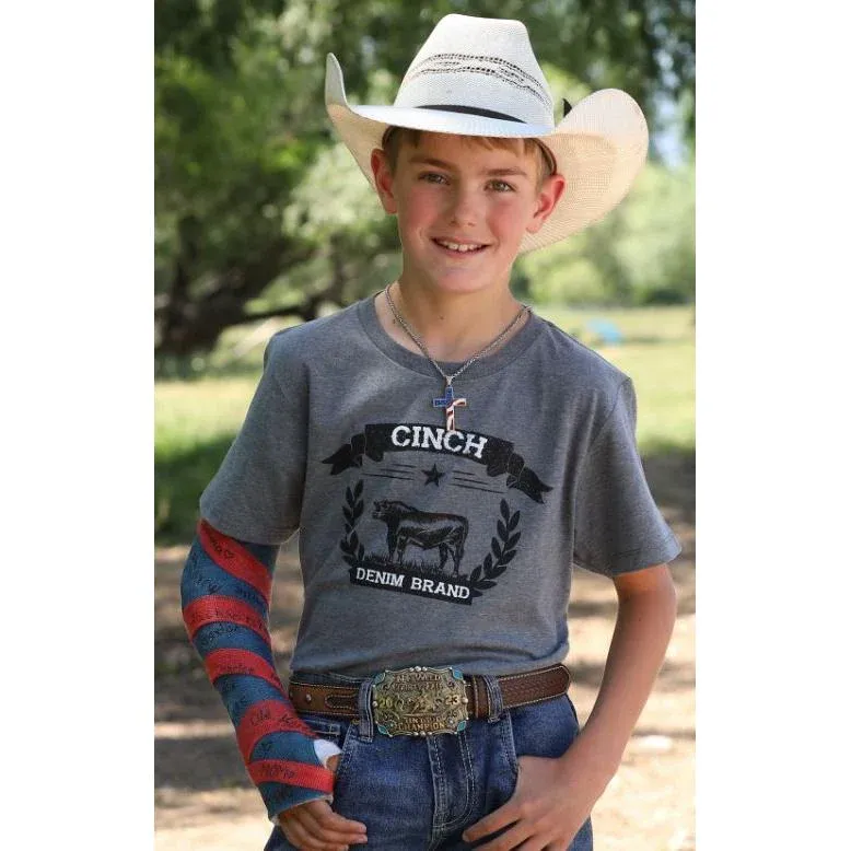 Cinch Boys Short Sleeve Tee Shirt- Grey
