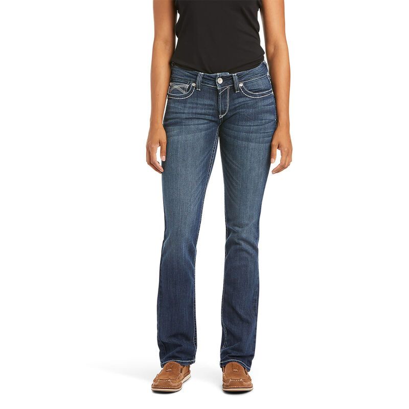 Ariat Women's REAL Mid Rise Stretch Ivy Straight Leg Jeans - Dresden