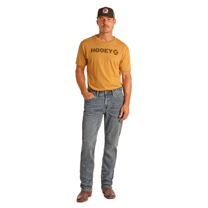 Hooey Men's Beige Embroidered Stackable Jeans - Medium Vintage, Length: 34, Size: 28