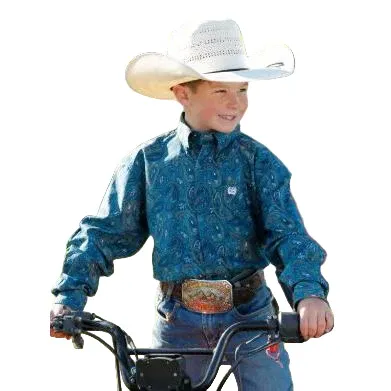 Cinch Boys Long Sleeve Print Shirt - Blue