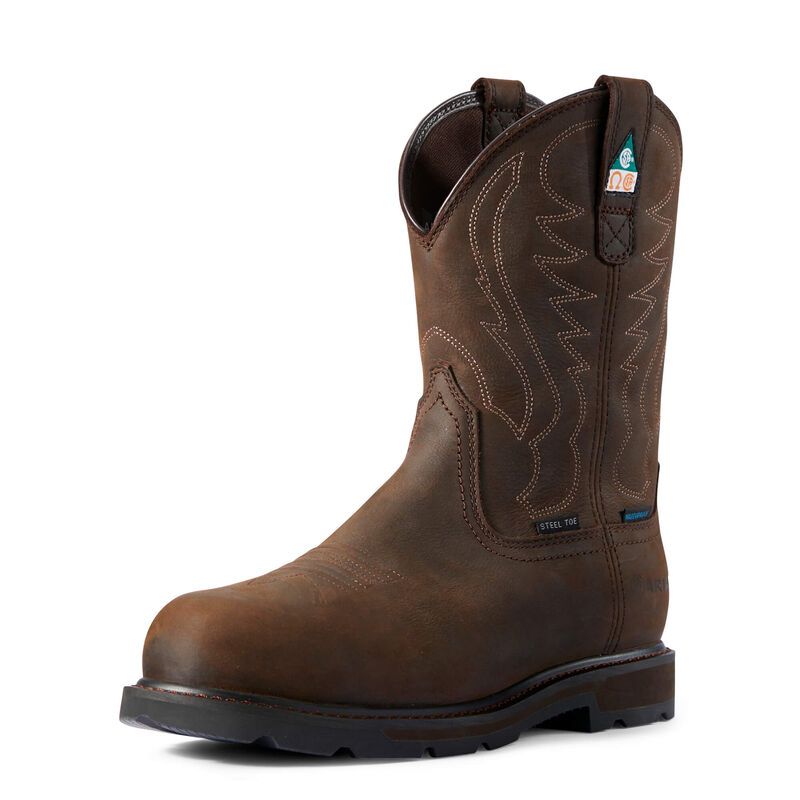 Ariat Mens Groundbreaker CSA Waterproof Steel Toe Work Boots - Dark Brown