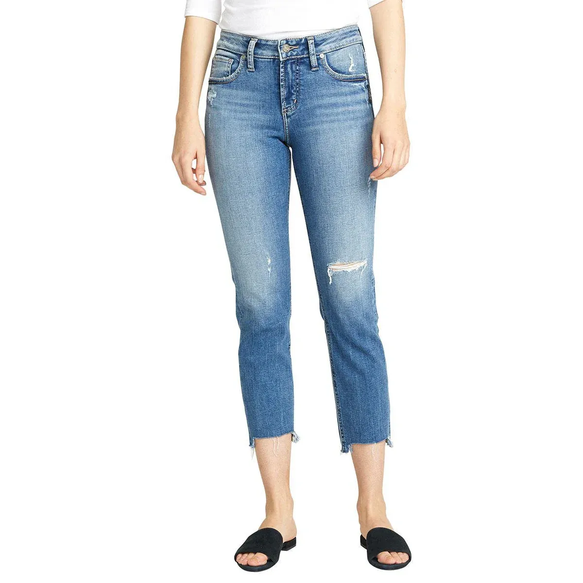 Silver Avery Slim Crop Denim Pant, Inseam: 26, Size: 24