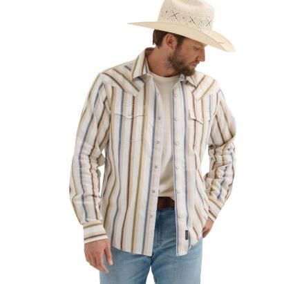 Wrangler Men's Retro Premium Long Sleeve Modern Fit Shirt+ Multi Stripe