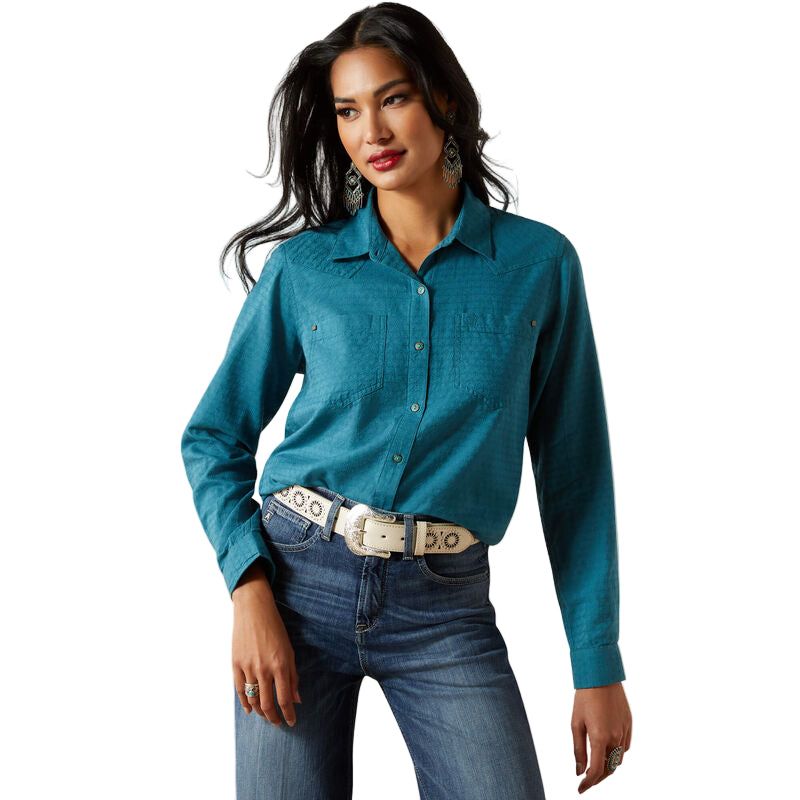 Ariat Ladies Long Sleeve Billie Jean Shirt - Dragonfly Dobby