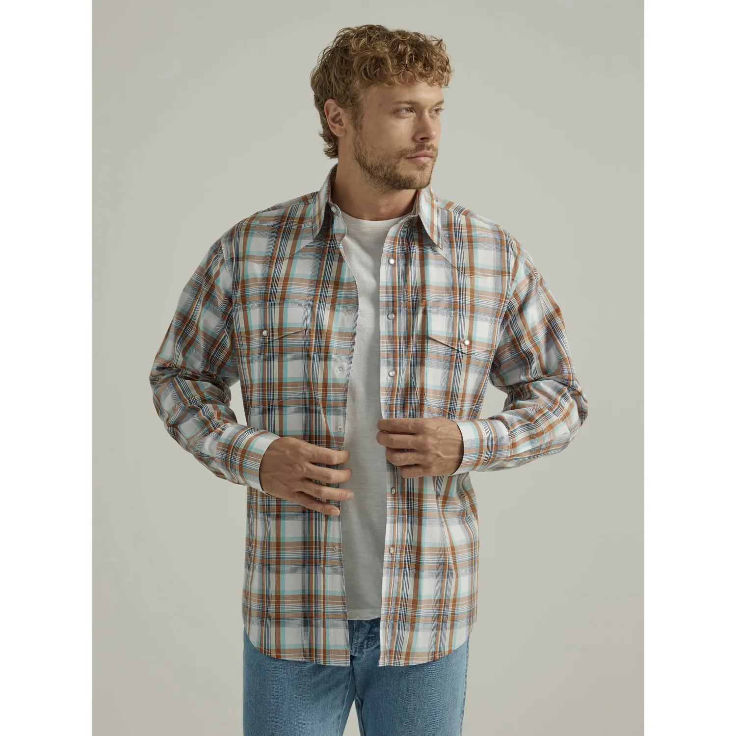 Wrangler Men's Wrinkle Free Long Sleeve Shirt - Brown, Size: XL
