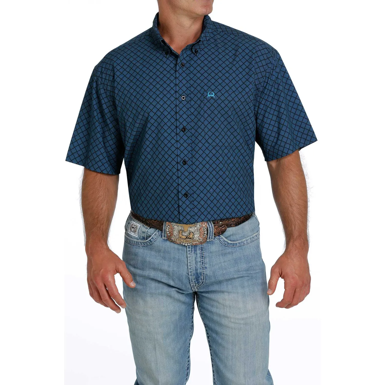 Cinch Mens SS Print Arenaflex Shirt Black - MTW1704113