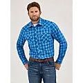 Wrangler Men's Retro Long Sleeve Sawtooth Western Plaid Shirt - Truly Blue