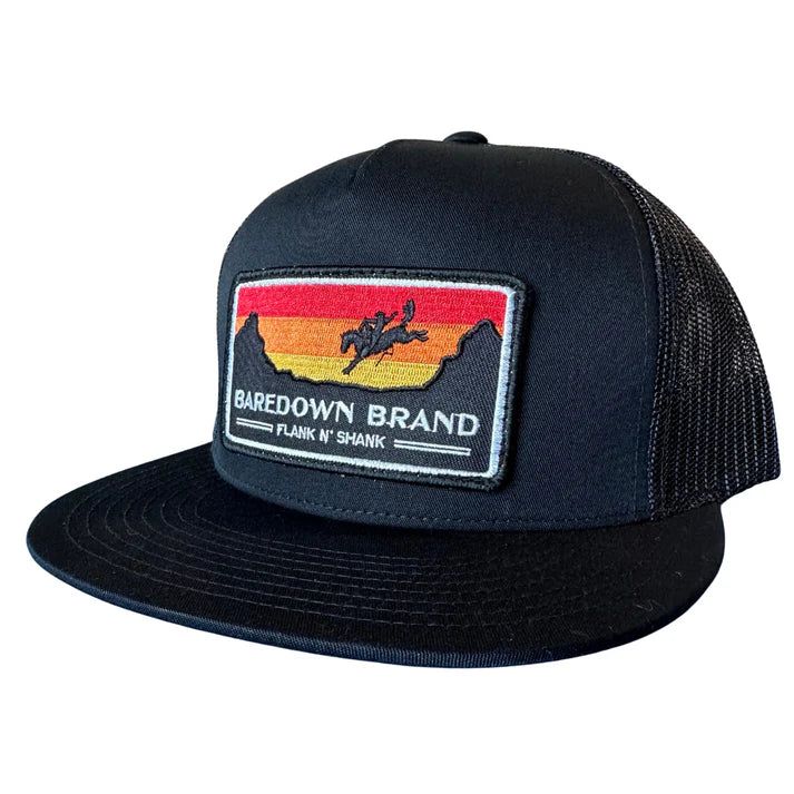 Baredown Brand Ball Cap Sunset Flat Bill Cap, Color: Black